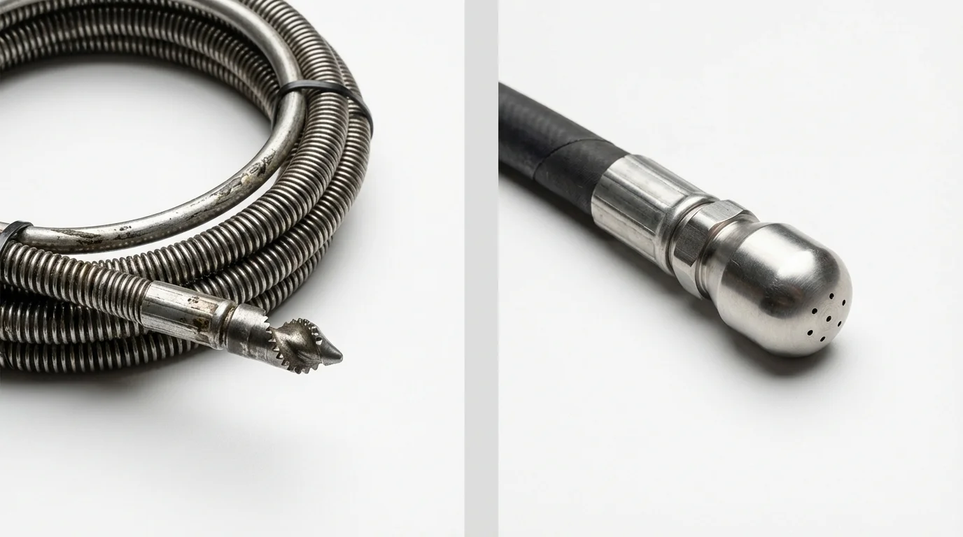 Drain snake cable and hydro jetting nozzle used for drain cleaning in Laingsburg, MI