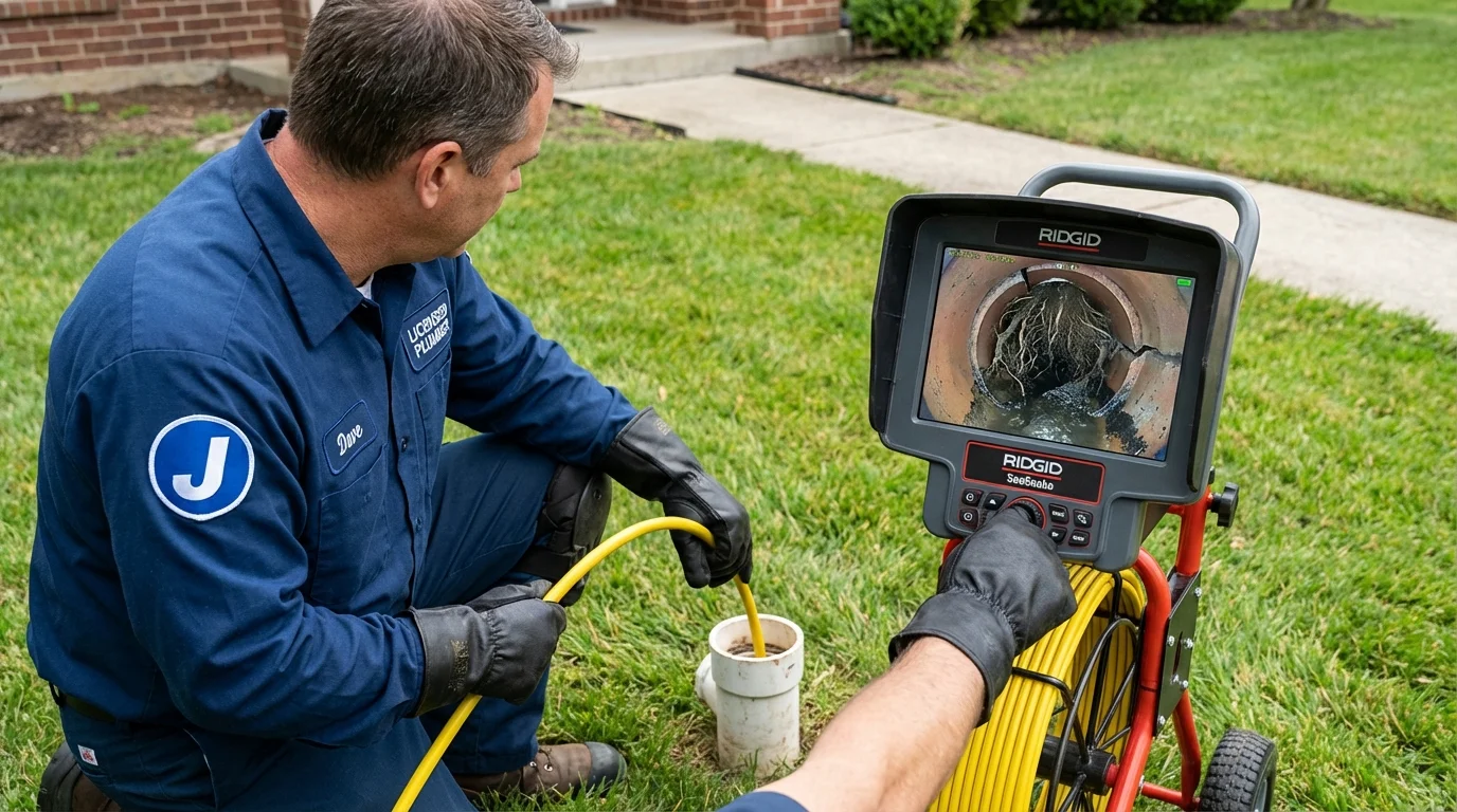 Sewer camera inspection being performed by Johns Plumbing LLC in Laingsburg