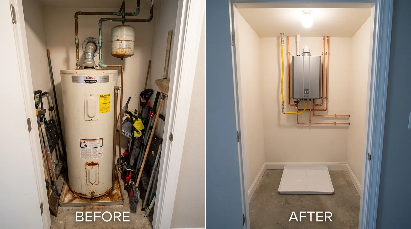 Tank water heater versus wall-mounted tankless unit comparison for Laingsburg, MI homeowners