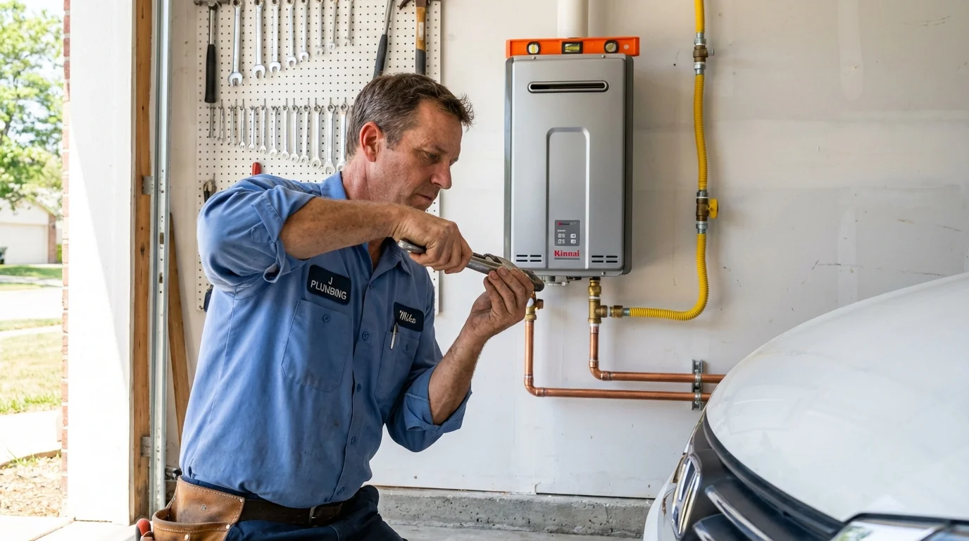 Tankless water heater installation by a Johns Plumbing LLC plumber in Laingsburg